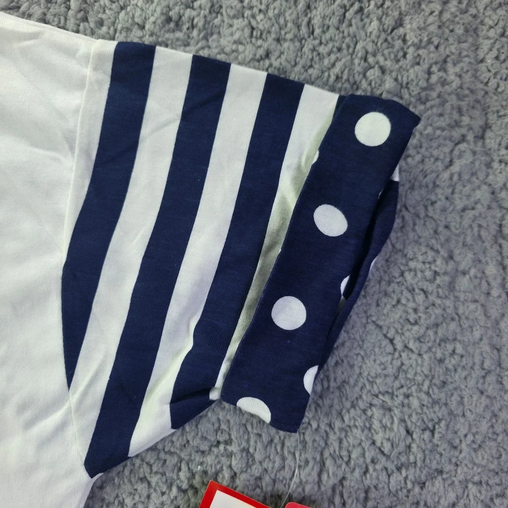 Vintage Knitwaves Kids Nautical Anchor Stars Top Red White Blue Large 34661 NWT